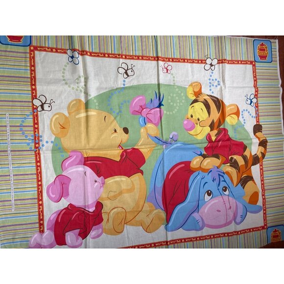 Disney Winnie The Pooh & Friends Cotton Fabric Panel 35"x44" Striped Border Craf - Picture 9 of 15